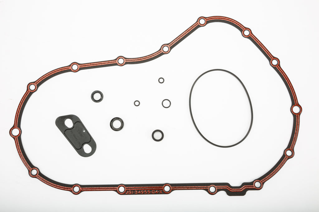 James Gasket Primary Cover Foam Kit 34955-04-Kf with gaskets and seals for motorcycle engine primary cover repair.