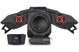 SSV Works 3 speaker kit with JVC controller, featuring phase equalization for audio enhancement, displayed on vehicle dashboard.