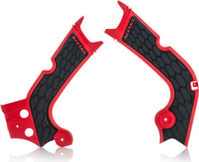 Load image into Gallery viewer, Acerbis X-Grip Frame Guard in red and black, mounted on motorcycle frame, showing textured surface and branding details.