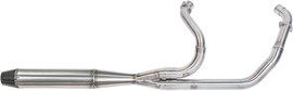 Sawicki Speed Shop Indian Chieftain mid-length brushed stainless steel exhaust pipe, detailed view of motorcycle exhaust system