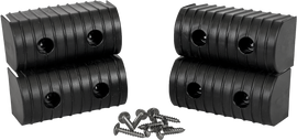 Caliber Bunk Wrap End Cap Kit 2x4 in black with hardware, four-piece set for securing bunk wraps on furniture or shelving.