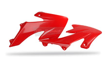 Load image into Gallery viewer, Red Polisport Plastics radiator shroud for body, model 64-6348, with vent openings and mounting points for motorcycle cooling system.