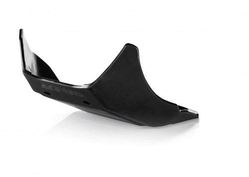 Acerbis black skid plate for off-road motorcycle, made of durable material, with mounting holes visible on the surface.