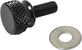 Black HardDrive knurled seat knob with 1/4-28 threaded stepped design, ideal for secure adjustments and ergonomic handling