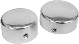 HardDrive body swingarm pivot bolt cover in chrome, OEM part 43462-00 820-2380, for motorcycle handlebars.
