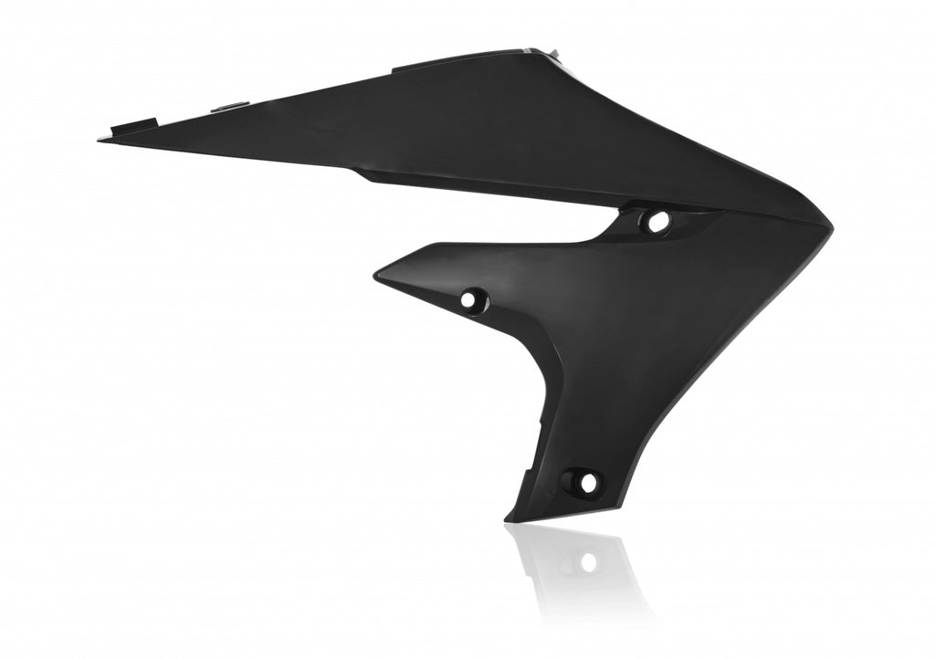 Black Acerbis radiator shrouds for off-road motorcycles, featuring sleek design and mounting points for Acerbis 26858-70001 model.