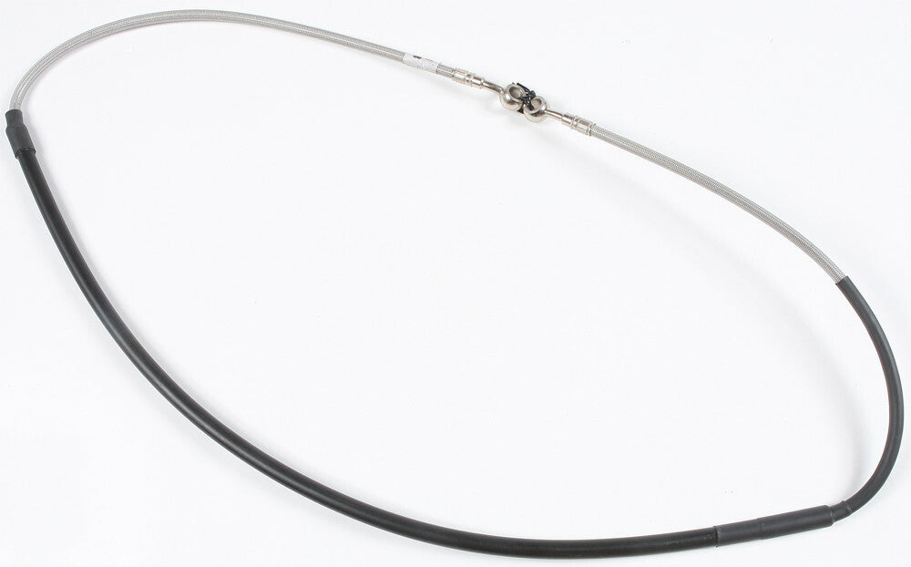 GBRAKES steel front brake line, durable automotive brake part with fittings, designed for vehicle safety and reliable braking performance.