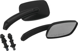 Black rectangular HardDrive mirrors, durable and sleek, designed for automotive use, featuring a sturdy black finish.