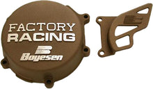 Load image into Gallery viewer, Boyesen Factory Racing Magnesium Ignition Cover for motorcycles, showing the sleek metallic finish and detailed branding on the cover.
