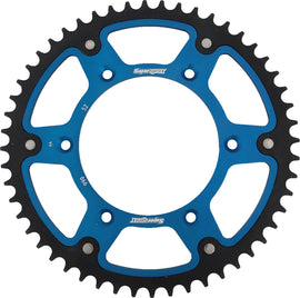 Supersprox rear stealth aluminum and steel 52-tooth sprocket for Husqvarna and KTM motorcycles, blue finish, 108-990452 model