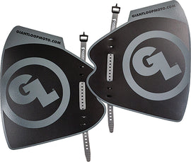Black Giant Loop Bushwacker hand guards mounted on motorcycle handlebars, offering protection and style for off-road riding.