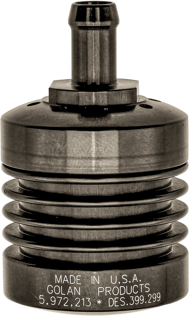 Golan Inc Breather Filter Black for drive systems, shown in black with cylindrical shape and mounting features.