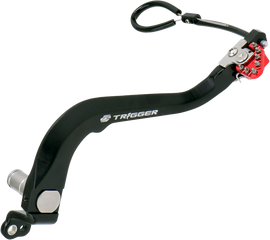 Red ZETA Trigger Brake Pedal for Honda CRF300L motorcycle, durable foot control component with detailed design.