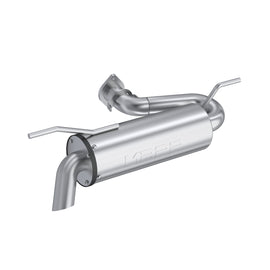 MBRP Exhaust single slip-on system with 5-inch chrome performance muffler, designed for enhanced motorcycle exhaust sound and style.