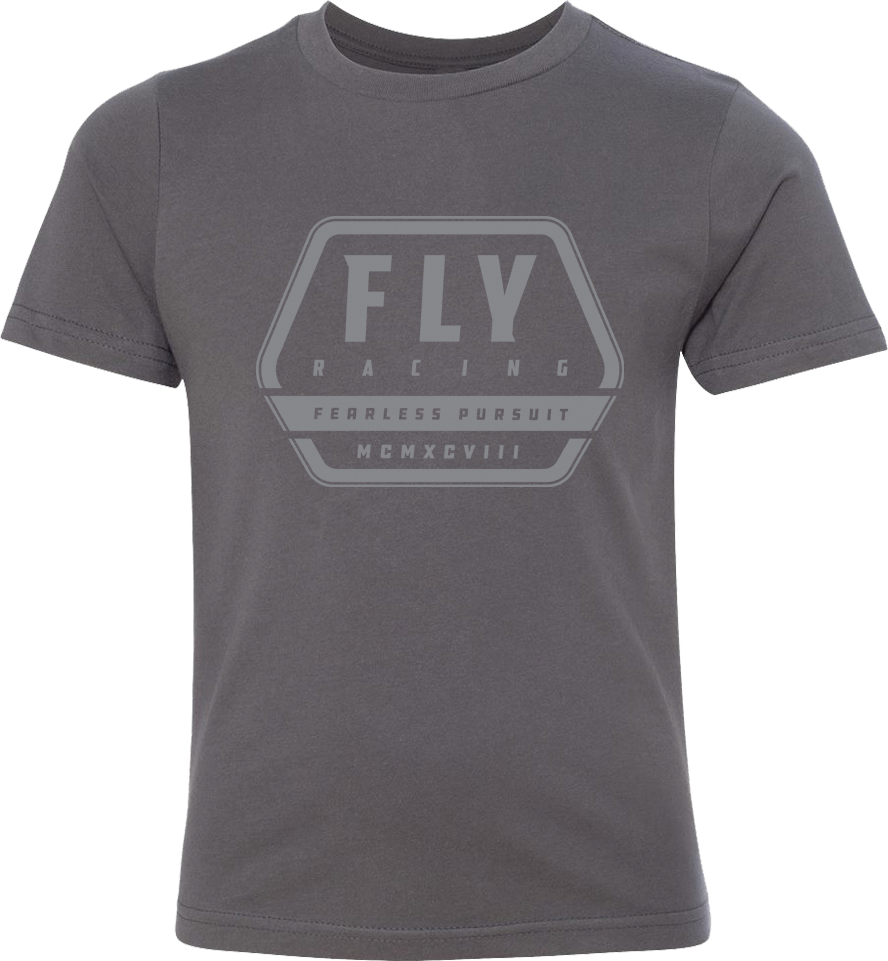 Gray Fly Racing Youth Fly Track Tee with Fly Racing logo, casual short-sleeve shirt for active kids.