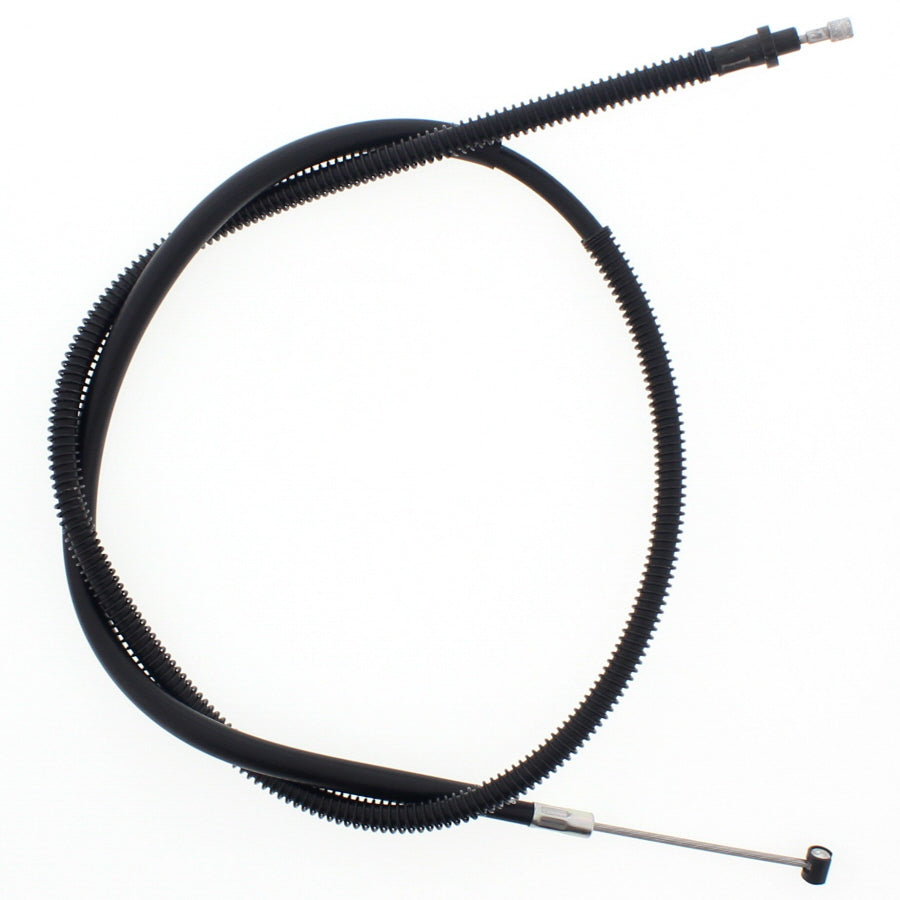 All Balls clutch cable 24-52118 for motorcycle, showing the black hydraulic control line with metal fittings and protective sheath.