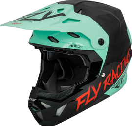 Fly Racing Formula Cp S.E. Rave helmet in black, mint, and red with XL size, featuring a sleek motocross helmet design.
