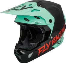Load image into Gallery viewer, Fly Racing Formula Cp S.E. Rave helmet in black, mint, and red with helmet design and branding details.