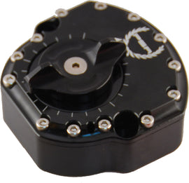 Black PSR steering damper kit for Suzuki models, featuring a sturdy shock absorber with mounting brackets.