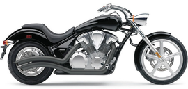 Cobra Speedster Swept exhaust for Kawasaki Vn900, black finish, motorcycle part, side view showing sleek design
