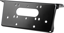 Open Trail open trail winch mount attached to a vehicle bumper, showcasing durable steel construction and mounting points.