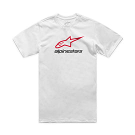 Alpine Star Always 2.0 CSF Tee in white, red, and black, size small, with logo and graphic design on front.