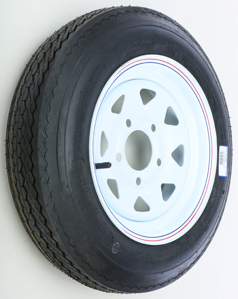 AWC trailer tire and wheel assembly in white with size 58-8160, showing the tire mounted on a sturdy wheel.