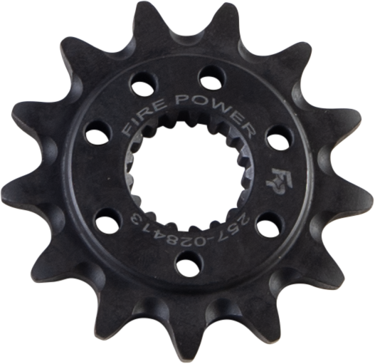Steel 13-tooth Fire Power front CS sprocket for Honda CRF250 motorcycle, featuring durable construction and precise fit.