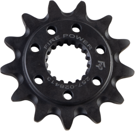 Steel 13-tooth Fire Power front CS sprocket for Honda CRF250 motorcycle, featuring durable construction and precise fit.