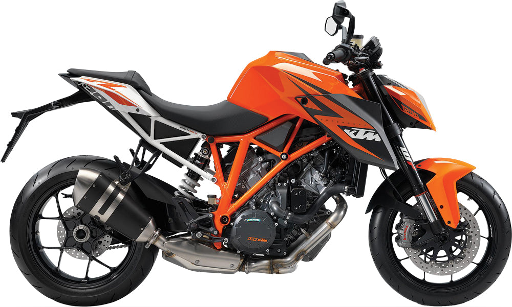 Orange KTM Superduke 1290 replica motorcycle toy by New Ray Toys, detailed 1:12 scale Super Sport Bike accessory.