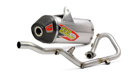 Pro Circuit T6 Exhaust for Yamaha motocross bike, showcasing the sleek metal construction and mounting details.