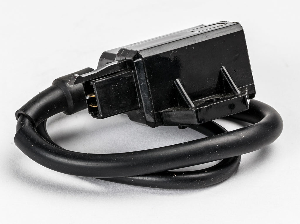 Ricks Motorsport Electric ignition coil for motorcycle, black electrical component with wiring and connectors visible.