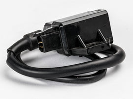 Ricks Motorsport Electric ignition coil for motorcycle, black electrical component with wiring and connectors visible.