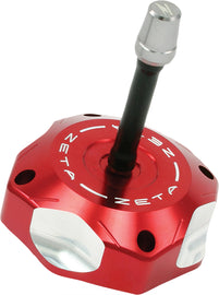 Red ZETA Billet Gas Cap for off-road vehicles, featuring a durable metal design with bold red finish.