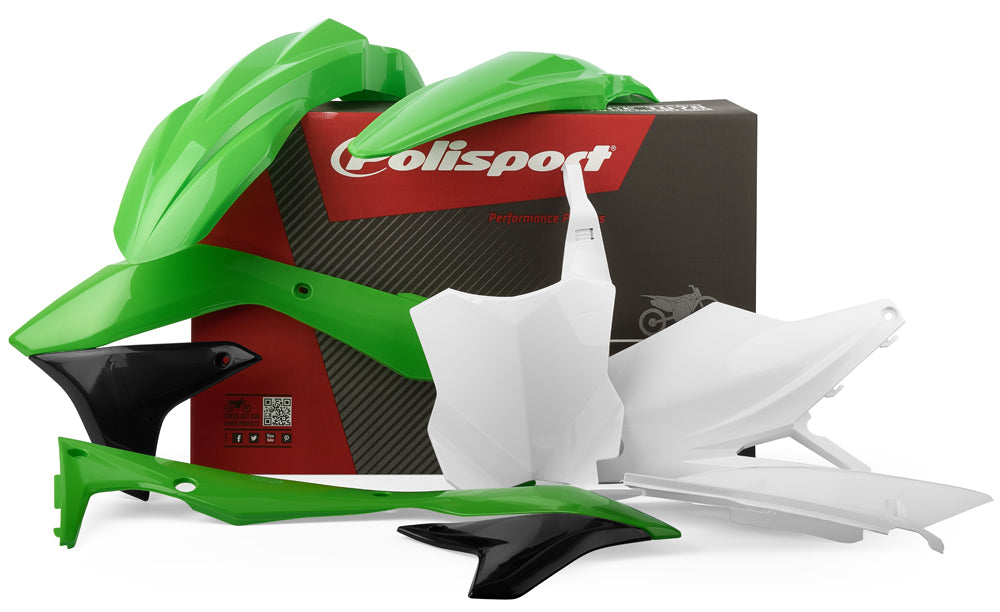 Polisport Plastics OE color plastic body kit for motorcycle, includes front and rear panels, durable and lightweight design.