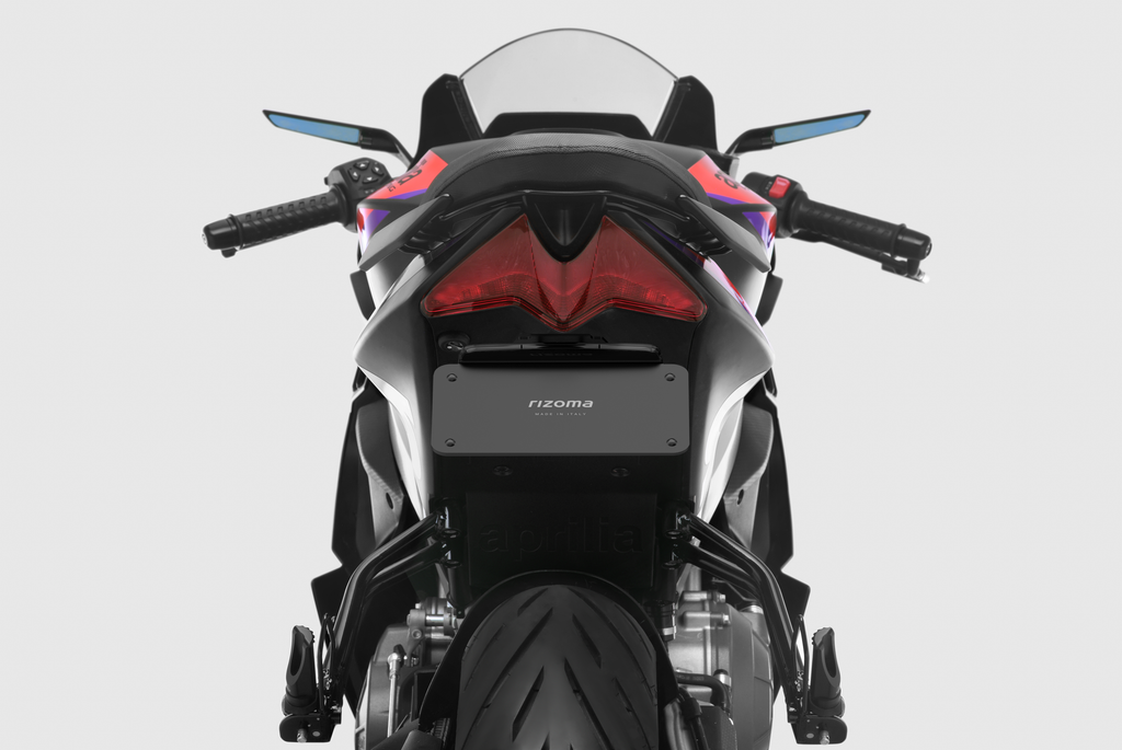 RIZOMA Flat-Out Fender Eliminator Body kit for motorcycle, showcasing sleek design and mounting hardware.