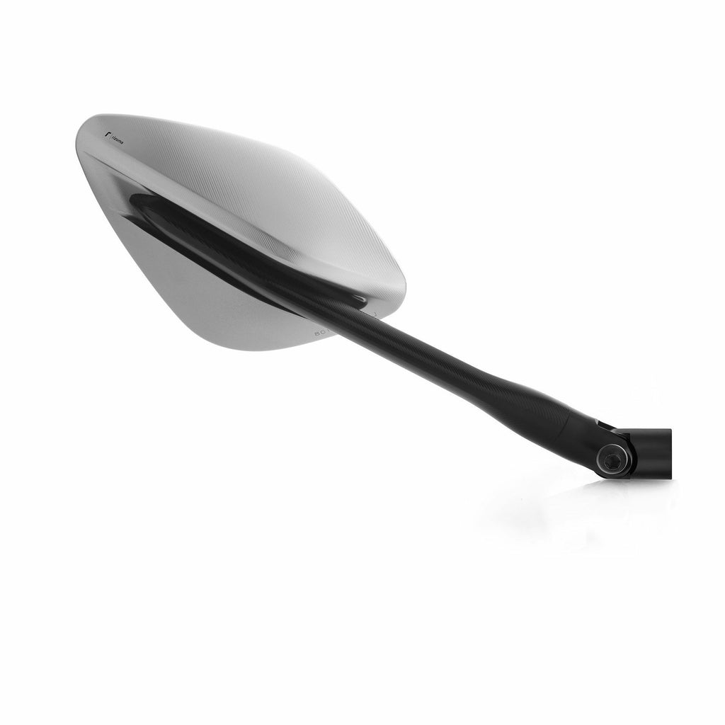 RIZOMA Namic Street Mirror in silver and black, right side, motorcycle mirror with sleek design and sturdy construction.