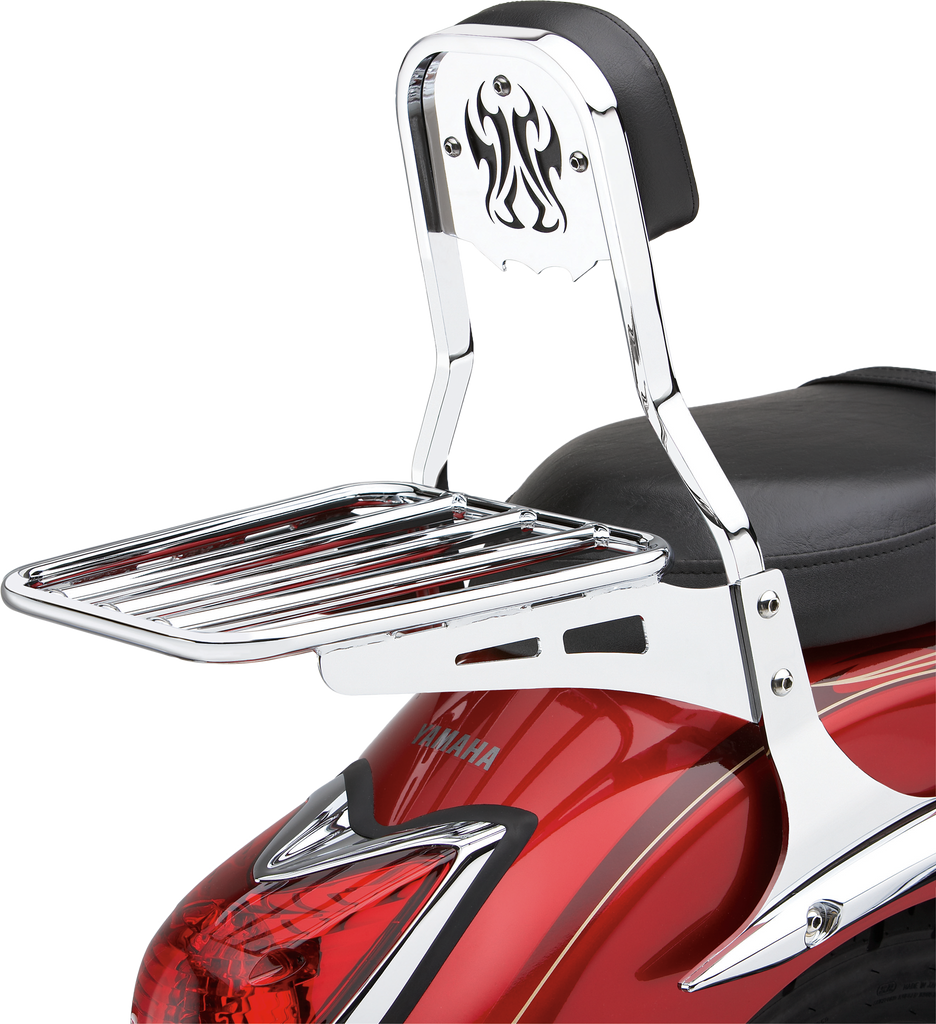 Cobra tribal chrome backrest insert fitting standard models 82-97429, decorative metal accessory for motorcycle seats