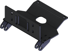 Load image into Gallery viewer, KFI Products UTV plow mount bracket for attaching a plow to utility task vehicle, shown in black metal with mounting holes.