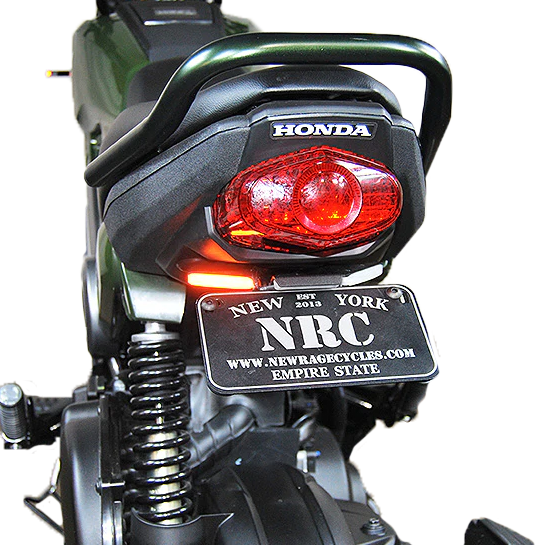 New Rage Cycles Fender Eliminator body kit with sleek design, shown on a motorcycle for a clean, streamlined look.
