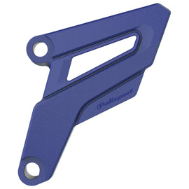 Polisport Plastics blue front sprocket protector for motorcycles, with detailed plastic construction and branding visible.