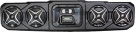SSV Works overhead 4 speaker kit installed in Can Am Defender showing speakers and mounting hardware for off-road audio.