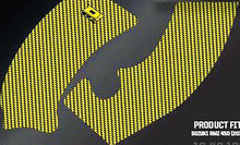 Load image into Gallery viewer, Yellow DCOR Frame Grip Guard decal with graphic design, featuring bold black accents and a sleek, modern look for vehicle protection.