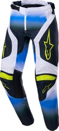 Alpine Star youth racer push pants in Nightlife Blue and White, featuring sleek design and sporty fit for young riders.