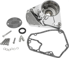 HardDrive Chrome engine cam cover kit for models 73-92, with visible chrome finish and engine components.