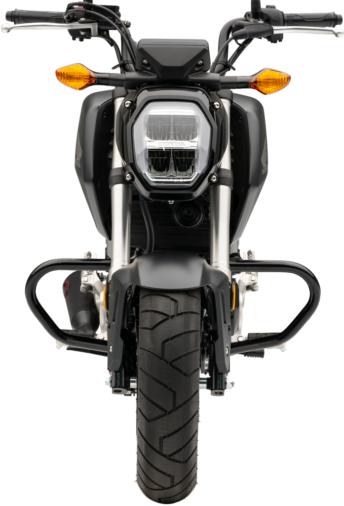 Black Cobra Freeway Bars for Honda Grom, sturdy motorcycle accessories with durable construction and sleek design.