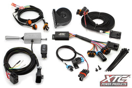 XTC POWER PRODUCTS auto turn signal kit with billet lever and front daytime running lights installed on a vehicle.