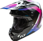 Fly Racing Formula Cp Krypton helmet in white, black, and purple with a sleek design, size small (73-0039S).