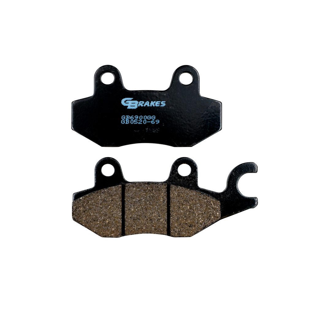 GBRAKES sintered brake pads for vehicle braking systems, showing the durable, metallic brake pad components.
