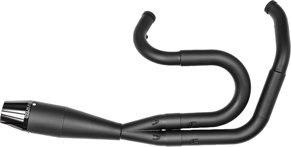 Sawicki Speed Shop 2-in-1 Dyna Shorty Big Inch exhaust in black with chrome tips, showcasing its sleek, sporty design.
